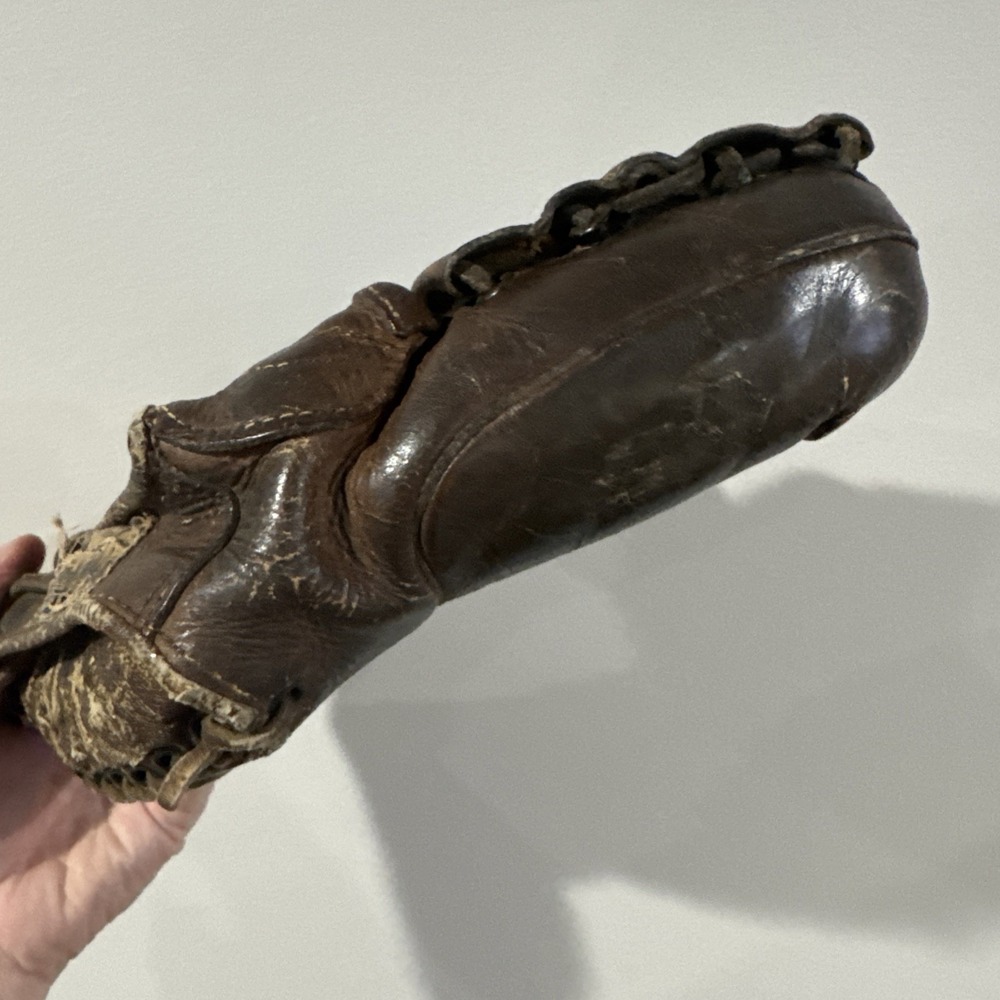 Vintage 1920's KEN-WEL 3-Finger Brown Leather Baseball Glove Antique - Picture 7 of 10